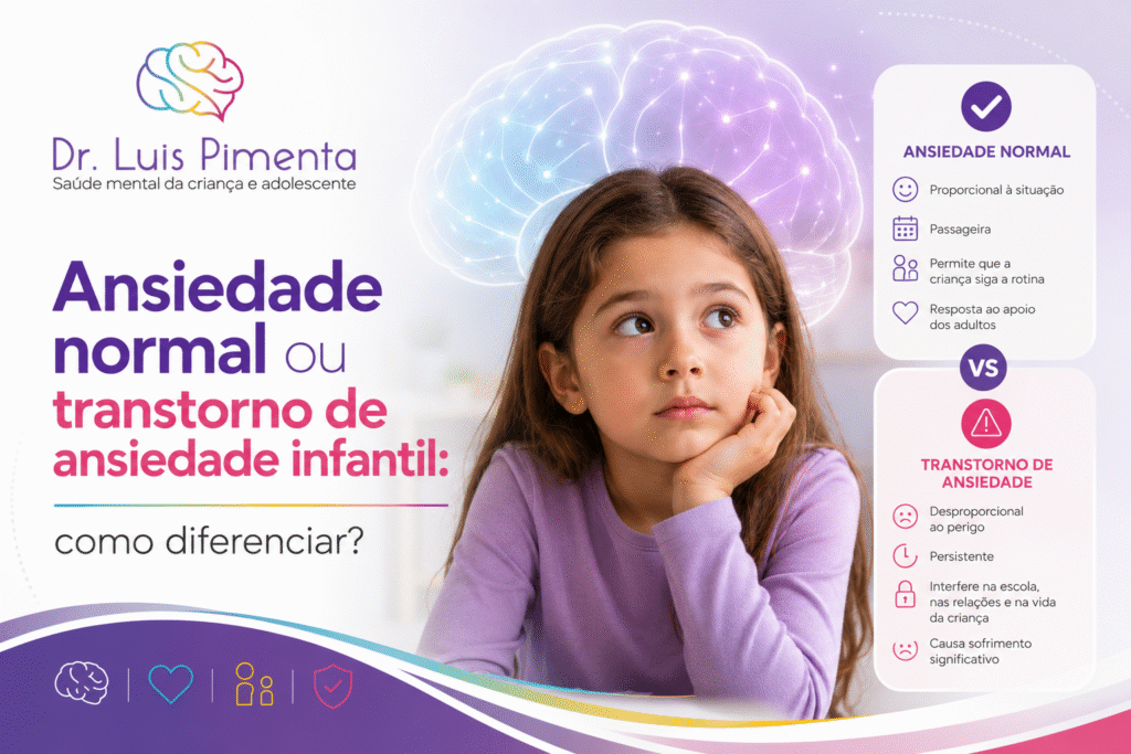 Diferenças entre ansiedade normal e transtorno de ansiedade infantil