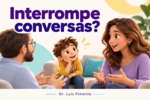 Criança aprende a esperar a vez numa conversa com os pais.
